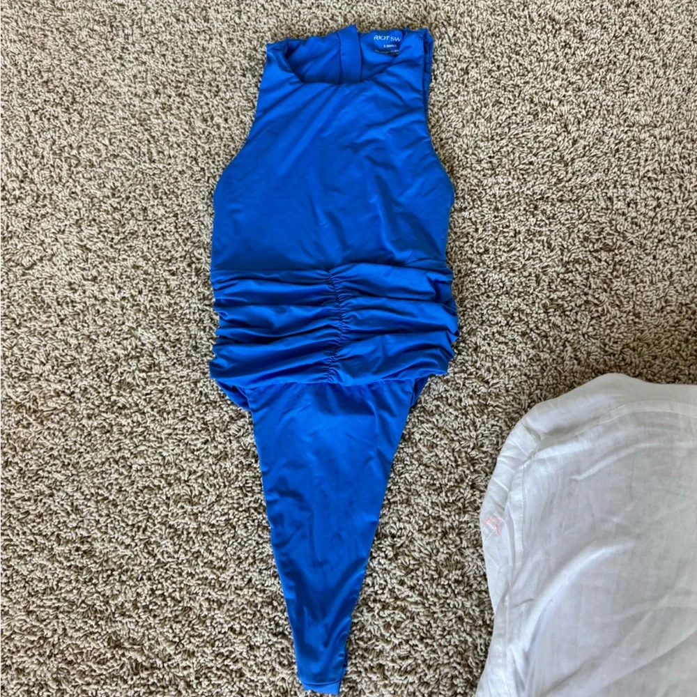 Beach Riot Blue Ruched Bodysuit - Picture 1 of 2